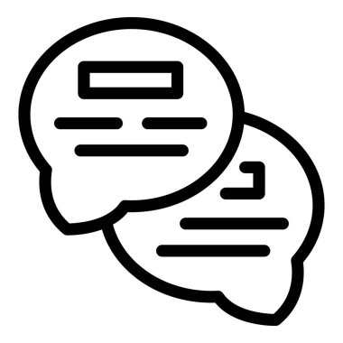 Black line illustration of two overlapping chat bubbles, symbolizing communication or messaging clipart