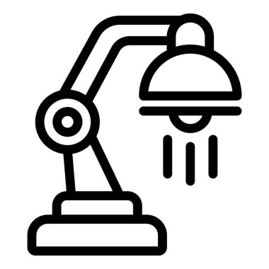 Modern siyah beyaz masa lambası ikonu vektör illüstrasyonu basit minimalist çizgi grafik tasarımı ofis aydınlatma ekipmanları için şık ve zarif bir konsept