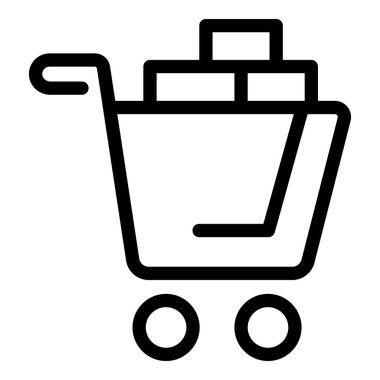 Ecommerce web sitesi ve mobil uygulama için minimalist siyah beyaz alışveriş arabası ikonu çizimi