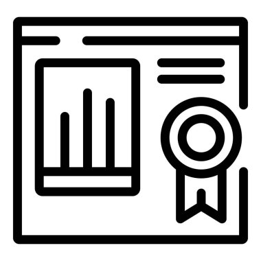 Çubuk grafikli bir performans sertifikasının çizgi resim çizimi, başarıyı ve başarıyı simgeliyor