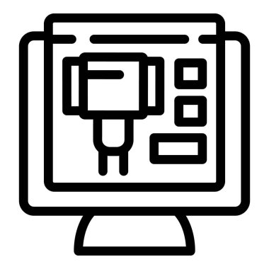 Tasarım ve yaratıcı iş kavramları için ideal, stili olan bir grafik tabletinin siyah beyaz simgesi