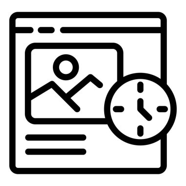 Görüntü ve zaman yönetimi kavramına sahip bir web sayfasını sembolize eden dijital ana hat simgesi