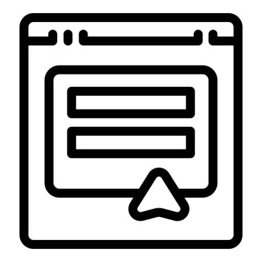 İmleç oklu biçimlendirilmiş web tarayıcı penceresinin siyah ve beyaz çizimi