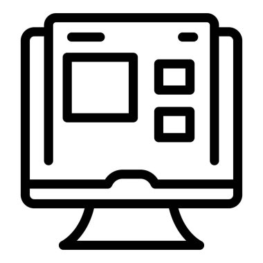 Bir bilgisayar monitörünü temsil eden siyah çizgi simgesi yerleşim şebekeleri, genellikle grafik tasarımında kullanılır