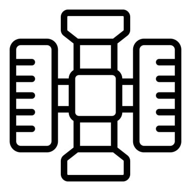 Siyah ve beyaz renkli bir uydu simgesinin basit çizgi çizimi