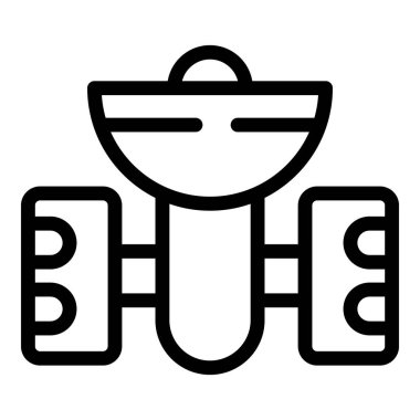 Tasarım kullanımı için beyaz zemin üzerinde izole edilmiş bir uydu ikonunun siyah ana hatlı vektör illüstrasyonu