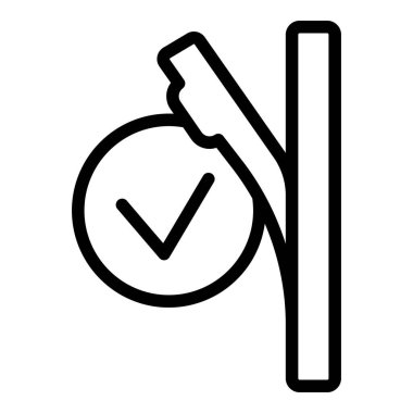 Kalem çizgisi sanatı ve kalite güvencesi ve iş konsepti için minimalist siyah-beyaz tasarımı ile başarı simgesi gösterimini işaretleyin