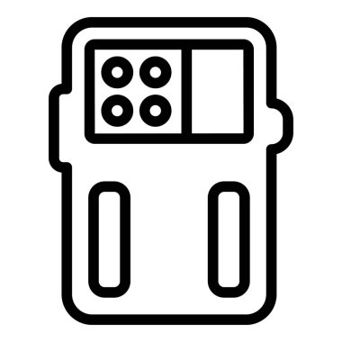 Basit bir el bilgisayarı elektronik zar oyununun siyah beyaz çizgisi çizimi