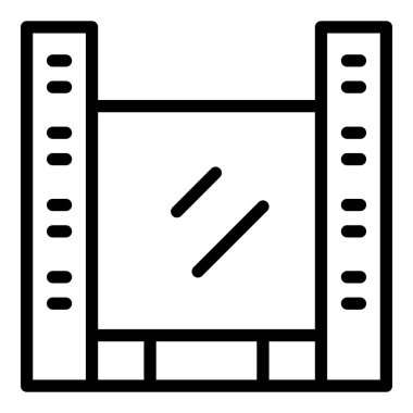 Beyaz arkaplanda izole edilmiş bir film şeridi simgesinin minimalist vektör çizimi