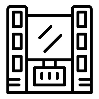 Basitleştirilmiş, düz tasarım ve düzenlenebilir vektör grafiği, emlak ve kentsel altyapı projeleri için mükemmel olan modern Highrise binası ikonu resimlemesi