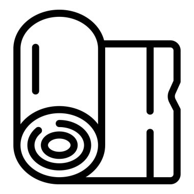 Açık hava aktiviteleri için yuvarlanmış bir kamp paspasının siyah beyaz çizgisi çizimi