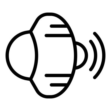 Bir tıbbi maskenin siyah ve beyaz vektör simgesi ses dalgaları yayıyor, iletişimi veya halk sağlığı duyurularını sembolize ediyor