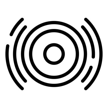 Eş merkezli dairesel ses dalgası tasarımının minimalist siyah ve beyaz vektör çizimi