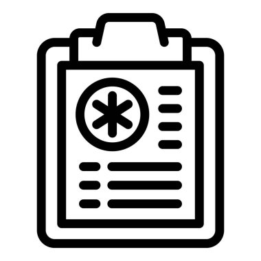 Pano ile tıbbi rapor resmedilmiş. Çizgi çalışması. Siyah ve beyaz. Sağlık hizmetleri belgesi hastanede tıbbi dokümantasyon için grafik vektör tasarımını kaydeder. Klinikte. Hasta teşhisi