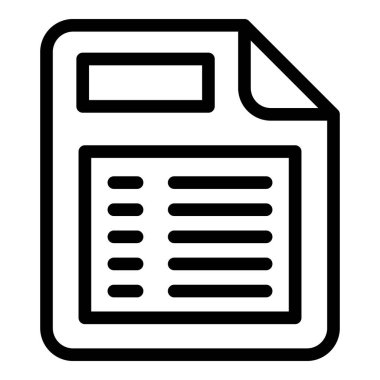 Web ve yazdırma için uygun standart bir belge simgesinin siyah ve beyaz çizgi sanatı