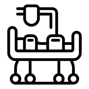 Çeşitli tasarım amaçları için uygun bir çizgi film uzay aracının basit satır simgesi