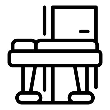 Etkili çalışma ortamı illüstrasyonu için minimalist tasarıma sahip şık ve çağdaş ofis masa simgesi