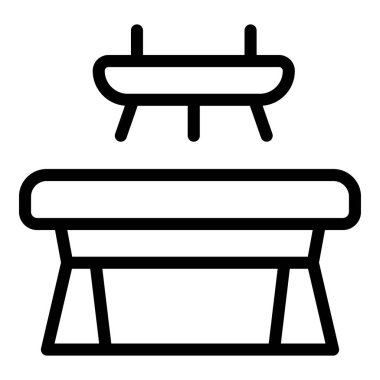 Kol atının siyah çizgi simgeleri ve beyaz üzerine izole edilmiş jimnastik kasası.