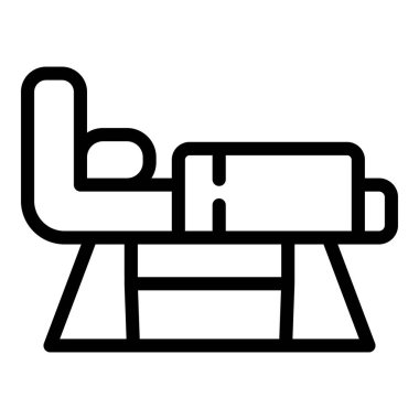 Siyah çizgi simgesi, beyaz arka planda izole edilmiş, yastıklı ve kolçaklı modern bir koltuk.