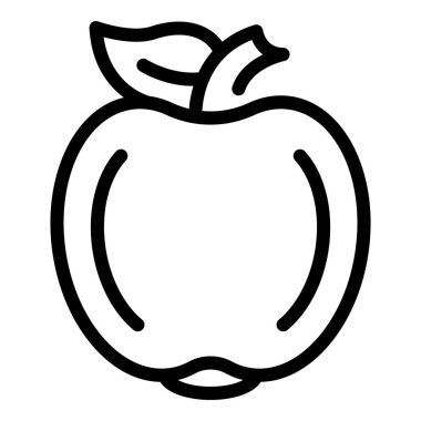 Simgeler ve logolar için mükemmel olan minimalist siyah beyaz çizgili bir elma.