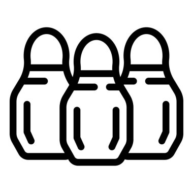 Black and white line art of traditional russian matryoshka dolls, simple and iconic clipart