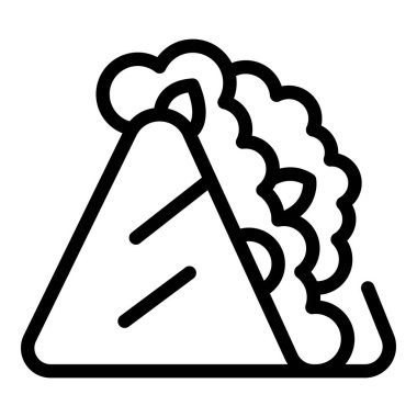 Siyah ve beyaz düzenlenebilir vektör elementleri olan lezzetli el çizimi sanat taco ikonu resimlemesi. Modern restoran markası ve menü tasarımı için mükemmel.