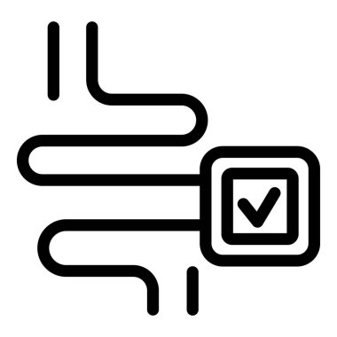 Siyah ve beyaz vektör simgesi kontrol işareti ile kalite denetimini temsil ediyor