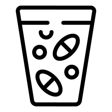 Siyah ve beyaz çizgili tablet sanatı bir bardak suda çözünüyor.