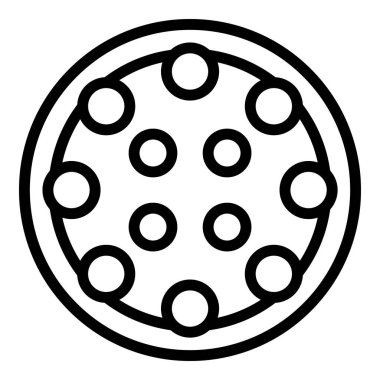 Klasik pepperonili pizzanın siyah beyaz çizgili sanatı, yemek temalı tasarım projeleri için mükemmel.