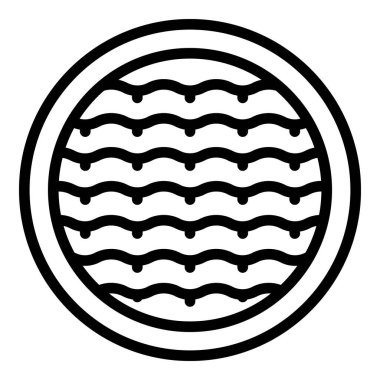 Soyut siyah ve beyaz su dalgası desenli basitleştirilmiş dairesel simge