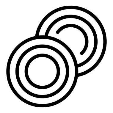 Kalın siyah beyaz çizgili iki dairenin grafiksel görüntüsü.