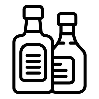 İki etiketli şişenin siyah beyaz çizgisi, çeşitli tasarım kullanımları için uygun.