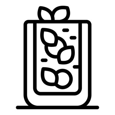 Yaprak sembollü, beyaz arkaplan ve çevre dostu bir batarya tasvir eden siyah çizgi sanat simgesi