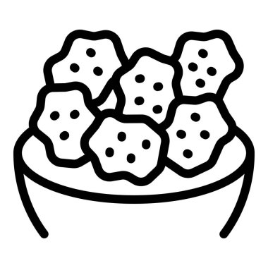 Yıldız şeklindeki kurabiye ikonunun minimalist siyah beyaz vektör çizimi. Pastane ve tatlı temalı grafik tasarımı için mükemmel. İnternet ve uygulama sanatı. Rahatlığı sembolize ediyor. Hoşgörü