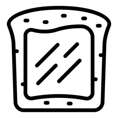 Bir dilim ekmeğin basit siyah beyaz çizimi, gıda kavramları için uygundur.