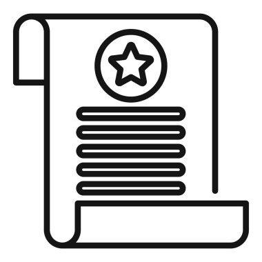 Başarıyı temsil eden, metin satırlarını içeren bir parşömen, başarı ve başarıyı sembolize eden bir yıldızla işaretlenir.