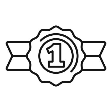 Ödül kurdelesini bir numarayla göstermek, en iyi olmayı kutlamak.