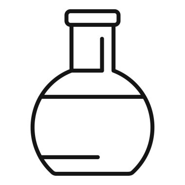 Cam kimyasal matara ikonu bilimsel laboratuvar araştırmalarını ve deney tüpü ölçüm ekipmanlarında sıvıyla yapılan deneyleri sembolize ediyor.