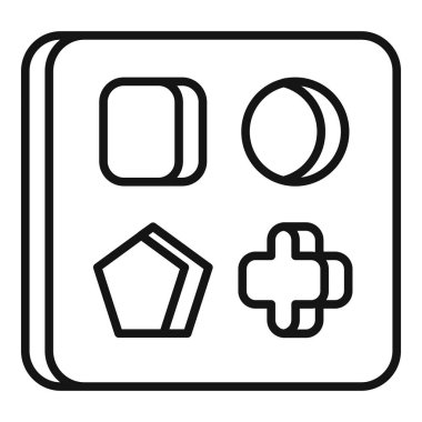 Farklı geometrik şekillere sahip dört tahta bloktan oluşan set, çocukların öğrenmesine yardımcı olmaya hazır.