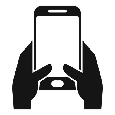 Akıllı telefon iki eliyle dikey olarak tutuluyor, cep telefonu kullanımını temsil ediyor