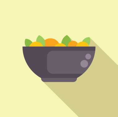 Basit bir illüstrasyon, sağlıklı bir yemek için bir kase taze salata gösteriyor.