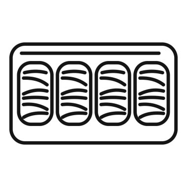 Minimalist ve modern suşi seti ambalaj ikonu ana hatları ve tasarımı Japon restoranı menüsü ve paket markası için mükemmel.