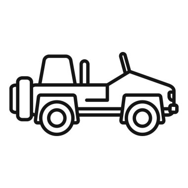 Üstü açık askeri jip yola çıkmaya ve sürmeye hazır.