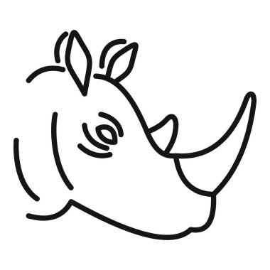 Gergedan kafasının basit çizimi, ileriye bakıyor.