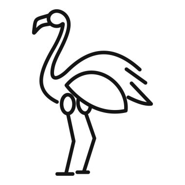 Uzun bacakları üzerinde duran bir flamingonun basit bir çizgisi çizimi