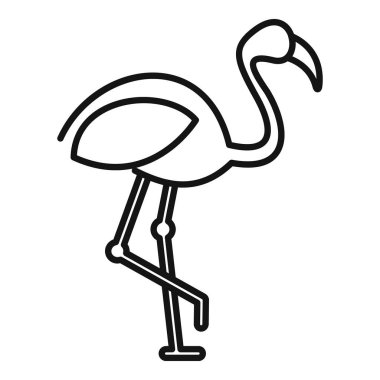 Bir flamingonun tek bacağının üzerinde duran basit bir çizgi resim simgesi