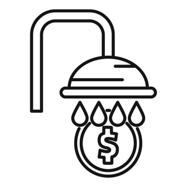 Para aklama ikonunun vektör çizimi suç finansal faaliyetleri, zenginlik yağmuru ve deniz aşırı banka işinde temiz yıkamayı simgeliyor, beyaz arka planda izole edilmiş.