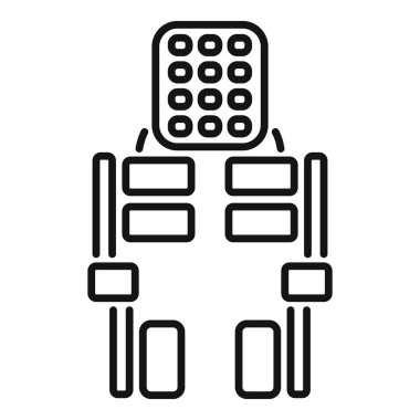 Gelecekçi kavram, beyaz arka planda duran modern insansı robot. Robot endüstrisinde gelişmiş teknolojinin ve yapay zekanın vektör çizimi