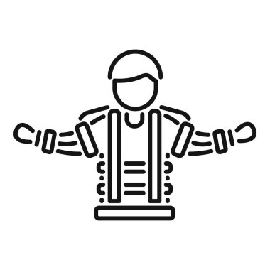 Tam vücut dış iskelet kıyafeti giyen bir adam, ona güçlendirilmiş güç ve dayanıklılık verir.