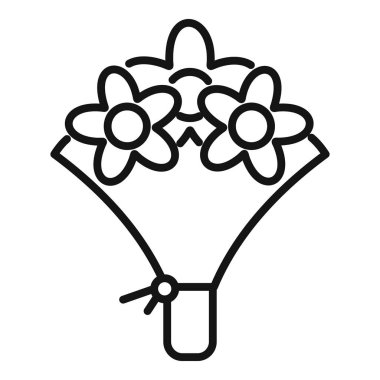 Bir buket çiçeğin basit sanat simgesi, aşkı ve kutlamayı temsil etmek için mükemmel.